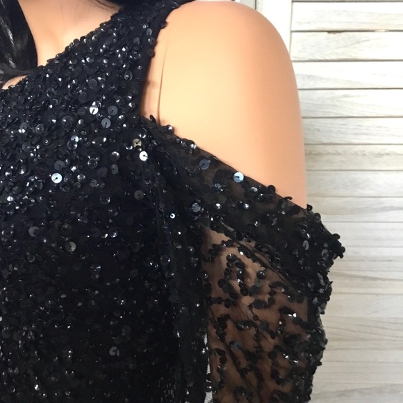 Parker Black Cold Shoulder Little Black Dress Sz 8 - Picture 4 of 16